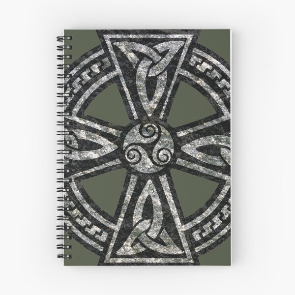 Item preview, Stone Celtic Cross with knotwork and Triskell - Rifle Green designed and sold by deusrex007.