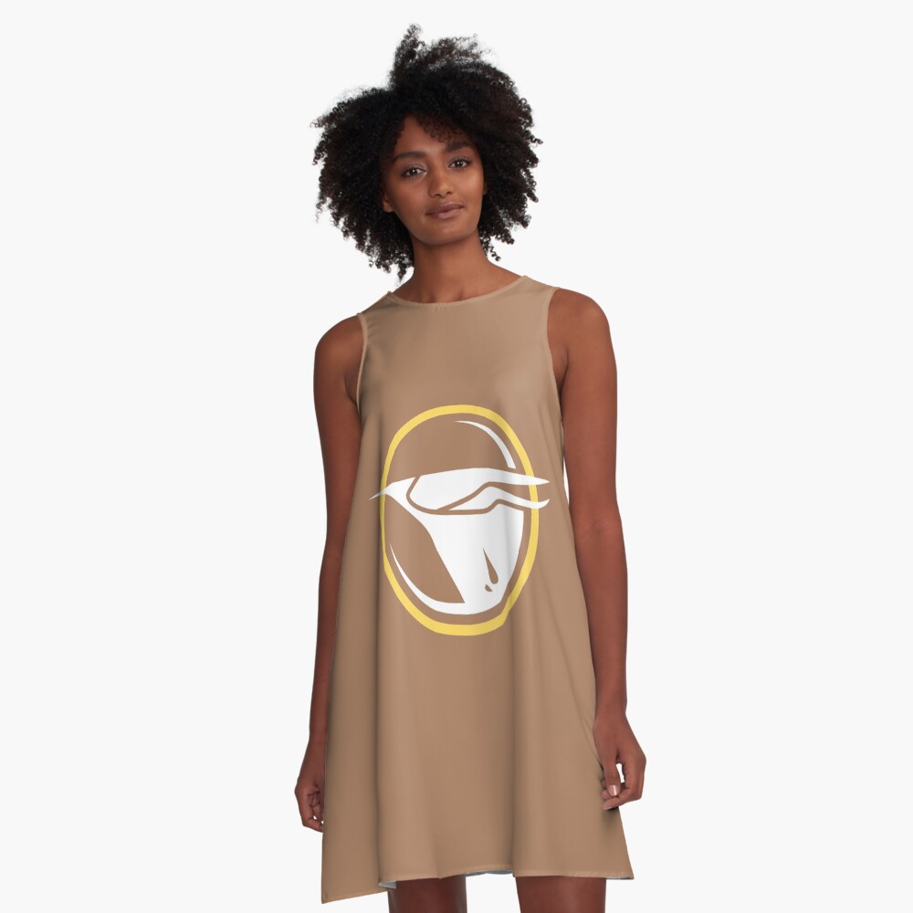 Vista previa del artículo con la obra «Vestido acampanado», diseñado y vendido por R2-T2.