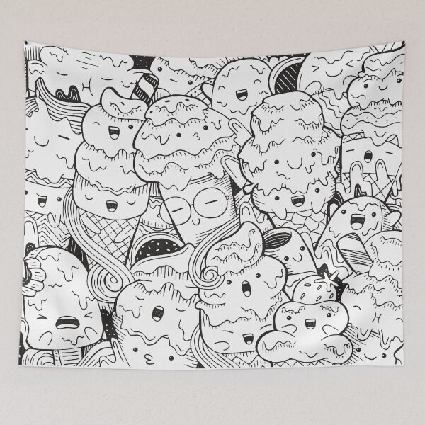 Item preview, Illustration Doodle Ice Cream Cartoon Style designed and sold by Peekonet.