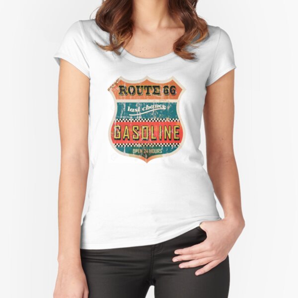 Route 66 Gasoline vintage sign Fitted Scoop T-Shirt