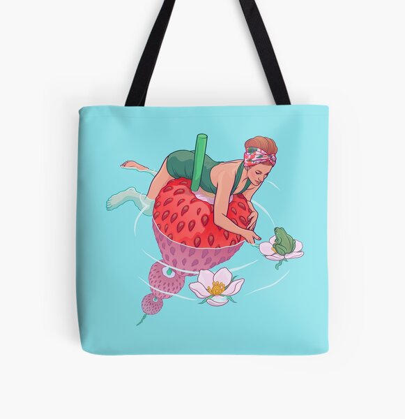 Strawberry All Over Print Tote Bag