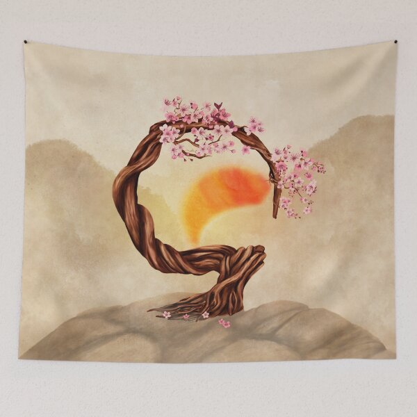Item preview, Enso Zen Blossoming Sakura Bonsai designed and sold by k9printart.