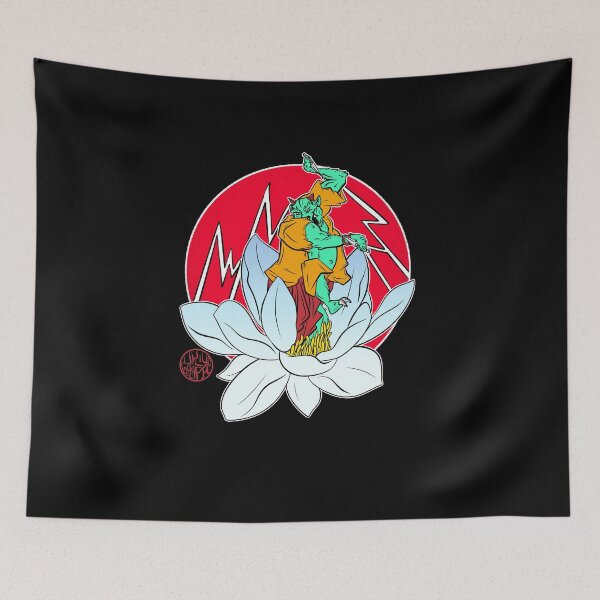 Item preview, Oni - Japanese demon and lotus designed and sold by Ukiyograph.