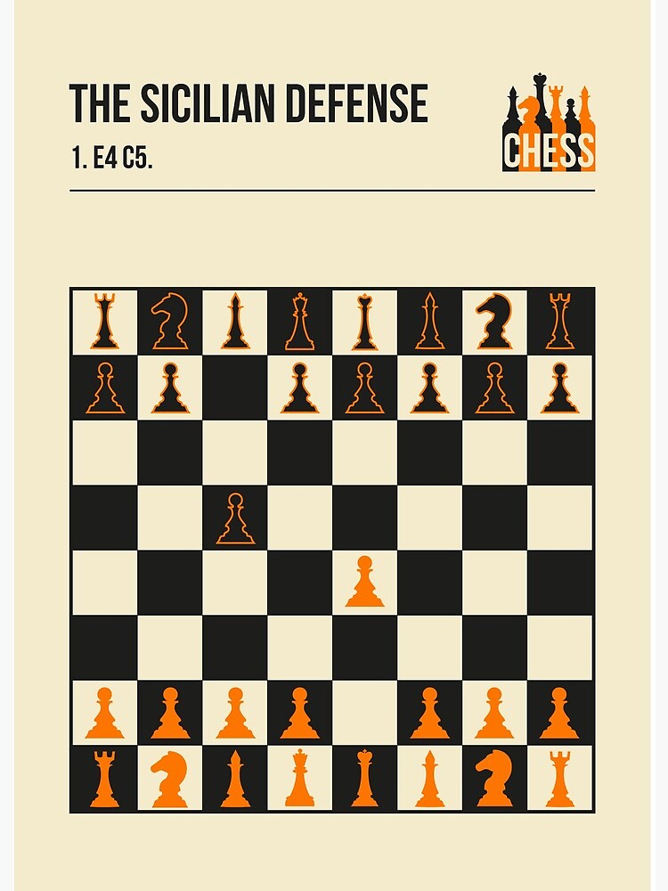 The Sicilian Defense Chess Opening Vintage Book Cover Poster Style