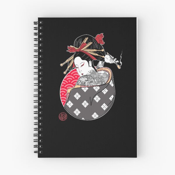Item preview, Smoking tattooed geisha designed and sold by Ukiyograph.