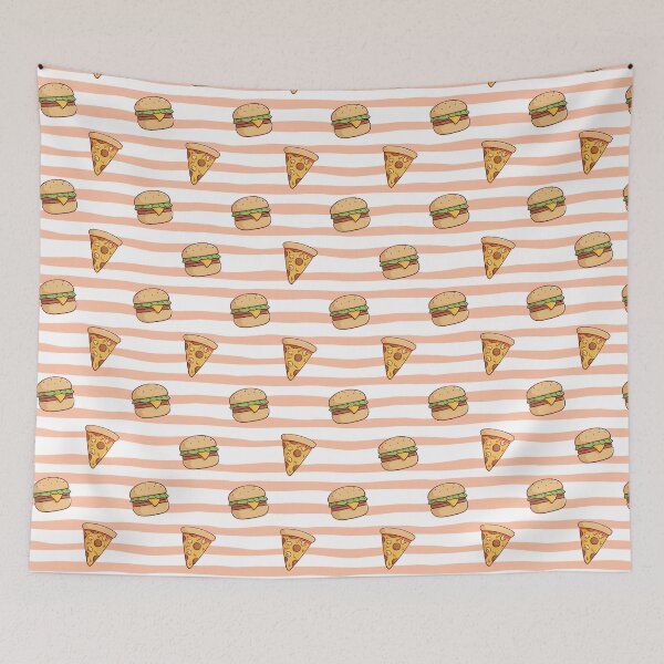 Item preview, Seamless Pattern of Cute Burger and Pizza Slice with Doodle Style designed and sold by Peekonet.