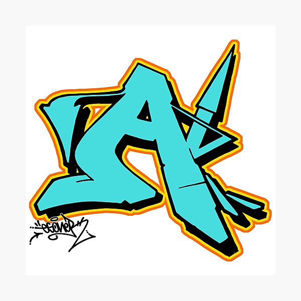 BLUE LETTER A BY ESONE URBAN GRAFFITI STREET STYLE Photographic Print For Sale By