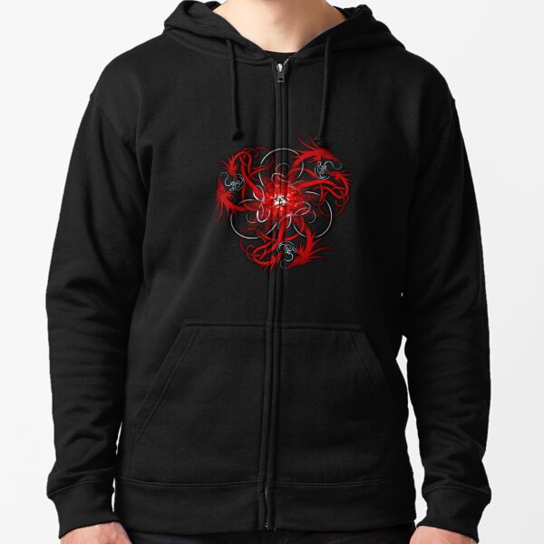 Red Norse Dragons Triskele Zipped Hoodie