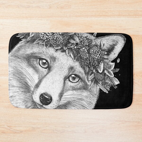 Item preview, Fox with wreath on black designed and sold by Valeriya Korenkova Kodamorkovkart.