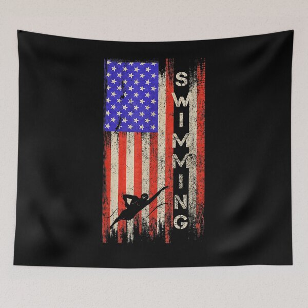 Artikelvorschau, Vintage Usa American Flag Swimming Player Swimmer Silhouette Gift entworfen und verkauft von mchargue12.