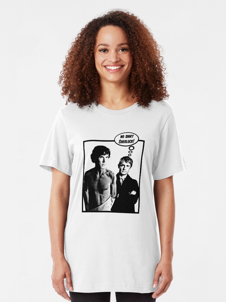 Alternate view of No Shirt Sherlock! Slim Fit T-Shirt
