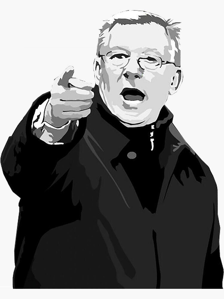 "sir alex ferguson drawing" Sticker for Sale by terrylanderos Redbubble