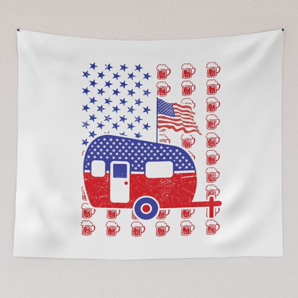 Item preview, Camping beer USA flag  designed and sold by WaveOcean123.