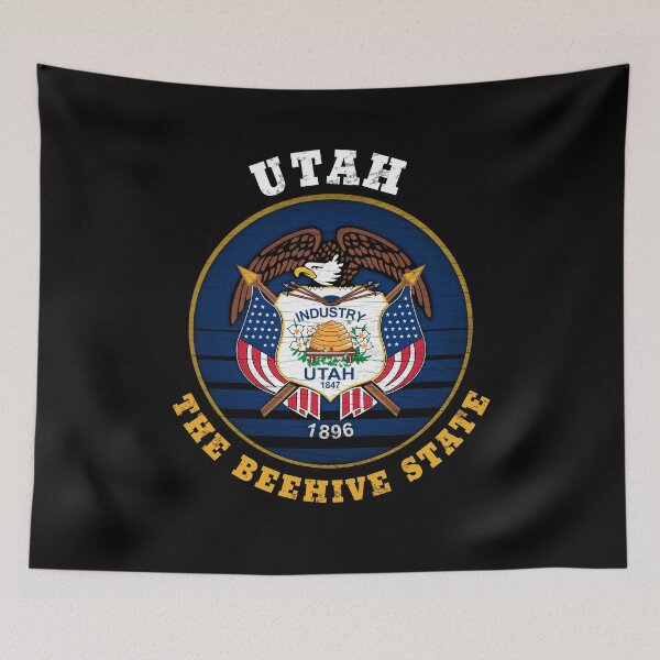 Item preview, UTAH BEEHIVE STATE FLAG designed and sold by Madjack Tees Kiwi SuperStore.