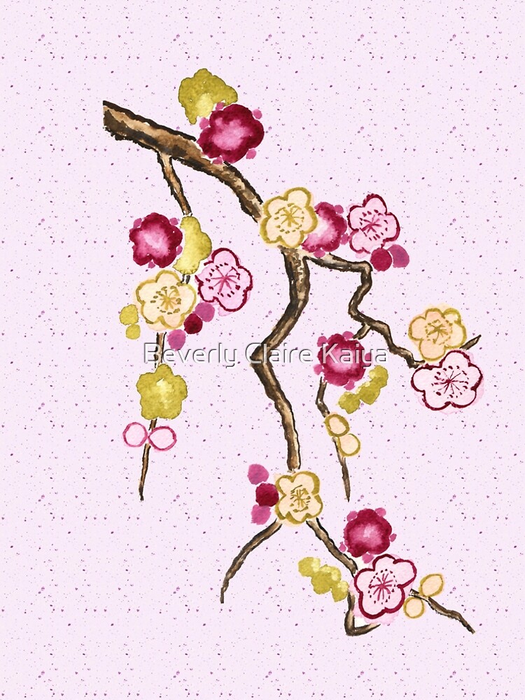 Hand-Painted Plum Blossoms Umenohana Washi Paper by beverlyclaire