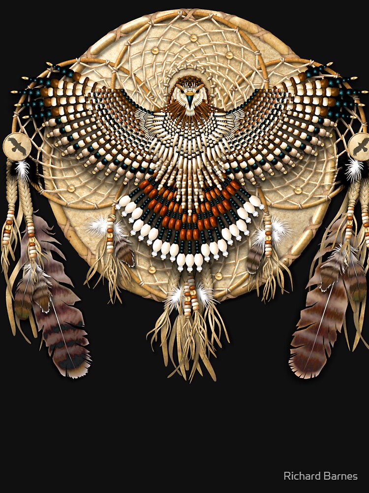 Thumbnail 7 of 7, Classic T-Shirt, Red-Tail Hawk Dreamcatcher Mandala designed and sold by NaumaddicArts.