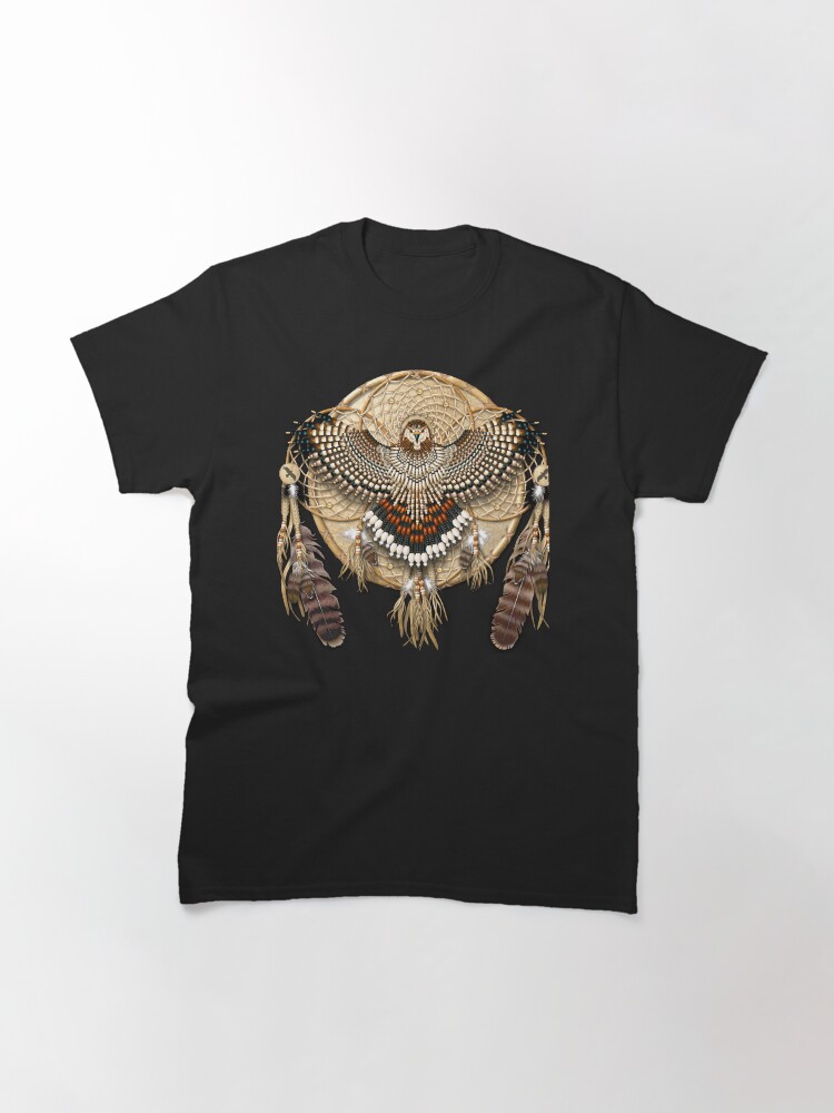 Thumbnail 3 of 7, Classic T-Shirt, Red-Tail Hawk Dreamcatcher Mandala designed and sold by NaumaddicArts.