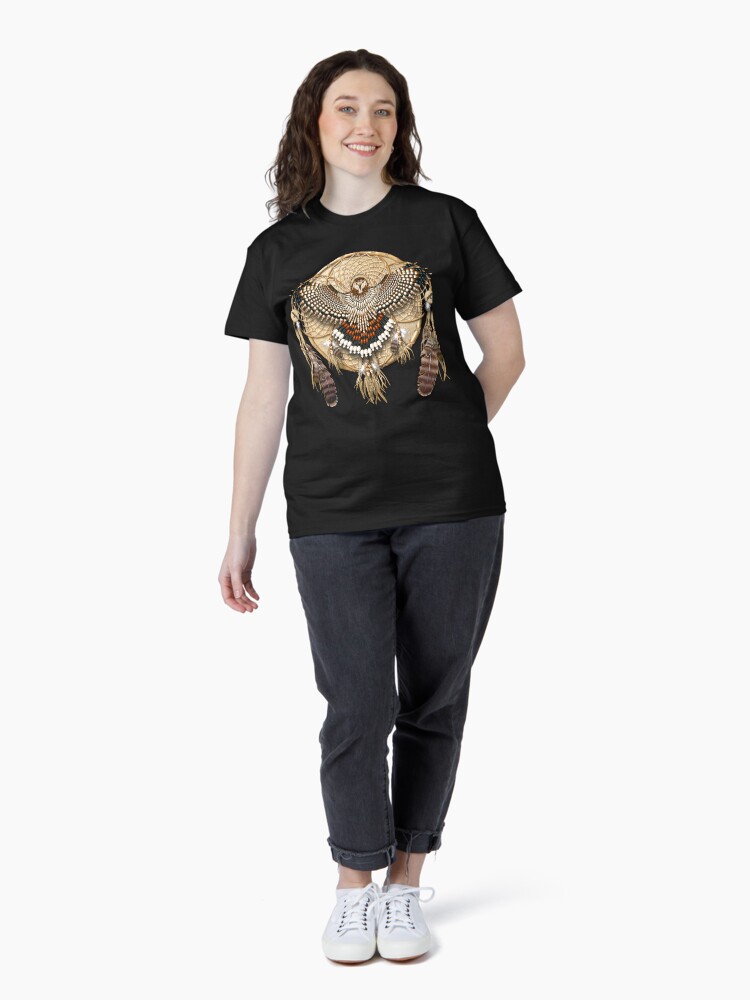 Thumbnail 4 of 7, Classic T-Shirt, Red-Tail Hawk Dreamcatcher Mandala designed and sold by NaumaddicArts.