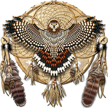 Artwork thumbnail, Red-Tail Hawk Dreamcatcher Mandala by Naumaddic Arts
