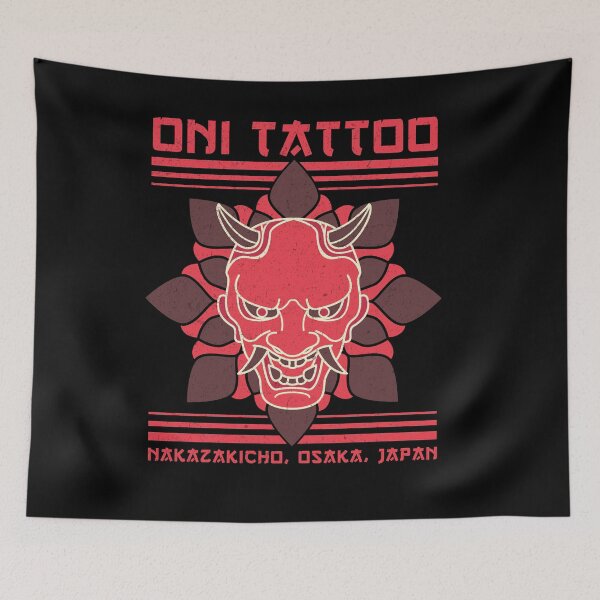 Item preview, Oni Tattoo Studio Osaka, Japanese Devil, Old School Tattoo Design designed and sold by Proverbial Wisdom Design.