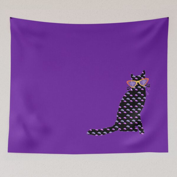 Item preview, Cat Wearing Purple Sunglasses Cute Funny Flower Pattern Vector Art designed and sold by H3designs.