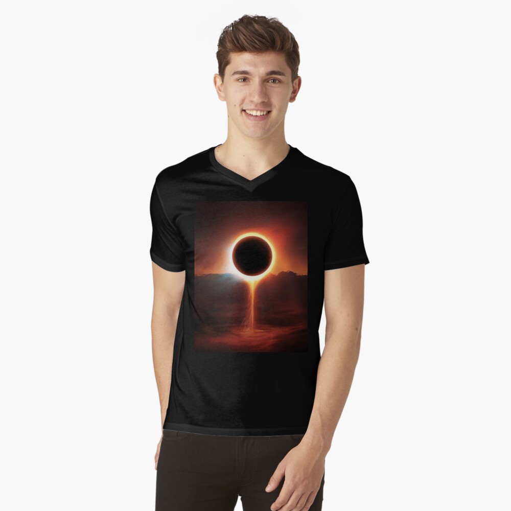 2024 Total Solar Eclipse Watchers Shirt Abstract Art Fans V-Neck T-Shirt