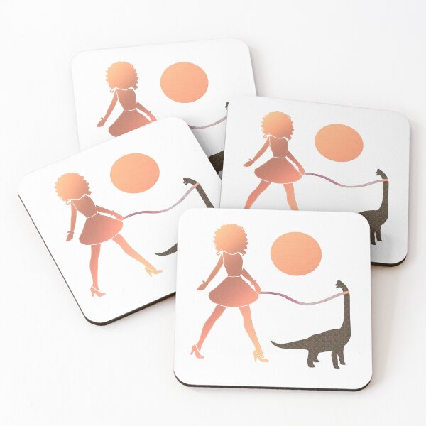 Item preview, Walking the Pet Dinosaur with Orange Foil Moon designed and sold by kmcs.
