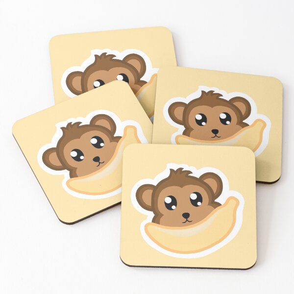Item preview, cute monkey and banana designed and sold by EveryCuteThings.