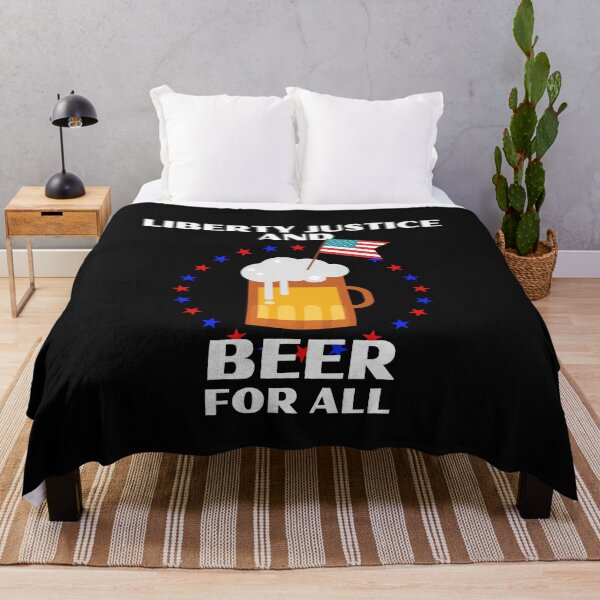 Item preview, Liberty Justice and Beer For All - Beer with USA Flag and Fireworks (white text)- Funny 4th of July 2022 Independence Day designed and sold by CaitU.