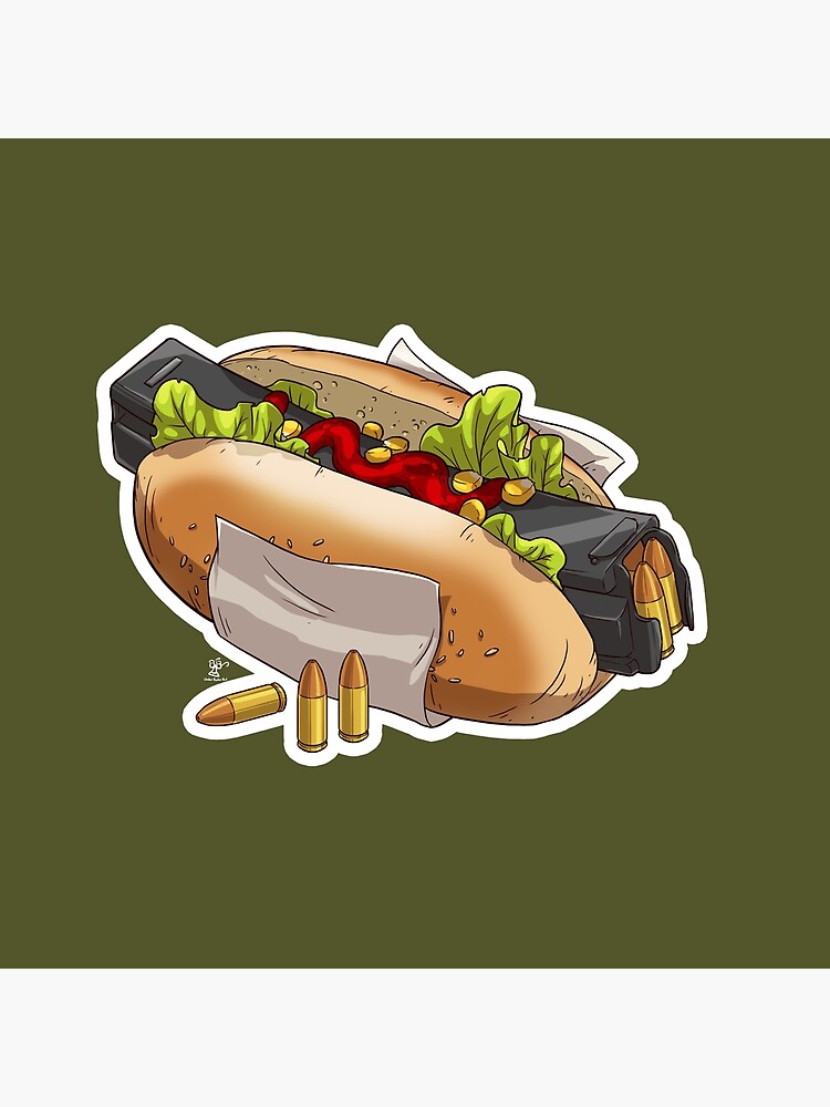 9mm Hot-Dog Sticker for Sale by Under-Radar-Art