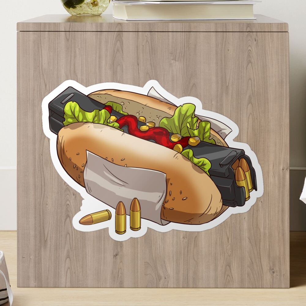 9mm Hot-Dog Sticker for Sale by Under-Radar-Art