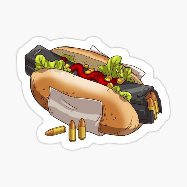 9mm Hot-Dog Sticker for Sale by Under-Radar-Art
