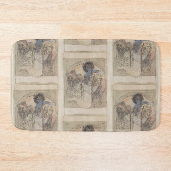 Item preview, Seated girl vintage art nouveau art by Alphonse Mucha designed and sold by Vintage Designs +.