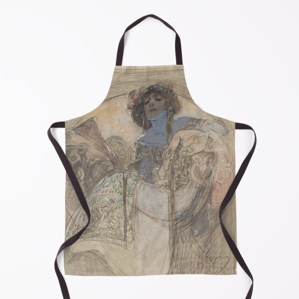 Item preview, Seated girl vintage art nouveau art by Alphonse Mucha designed and sold by Vintage Designs +.