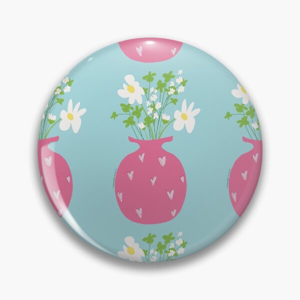 Item preview, Pink Heart Vase Print designed and sold by NaomiJTextiles.