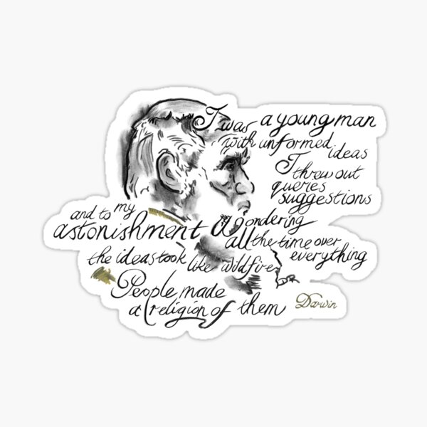 Charles Darwin Picture Quote - Wonder Over Everything Sticker