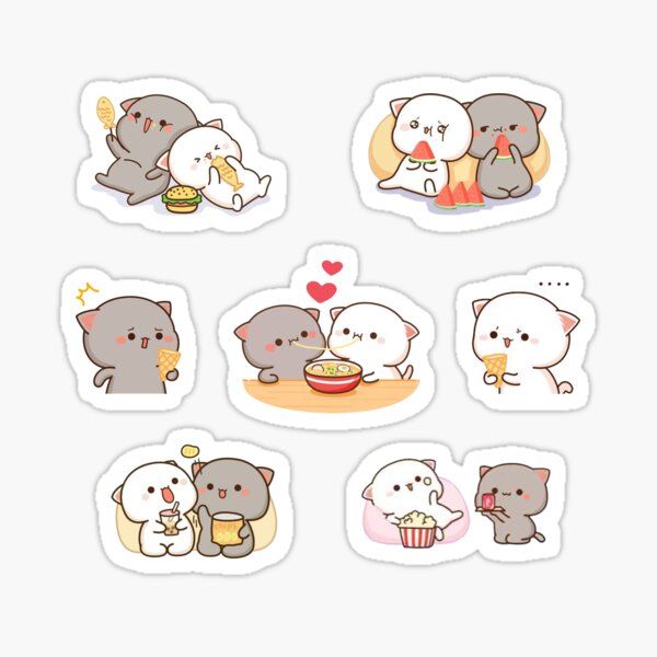 mochi peach cat sticker pack Sticker