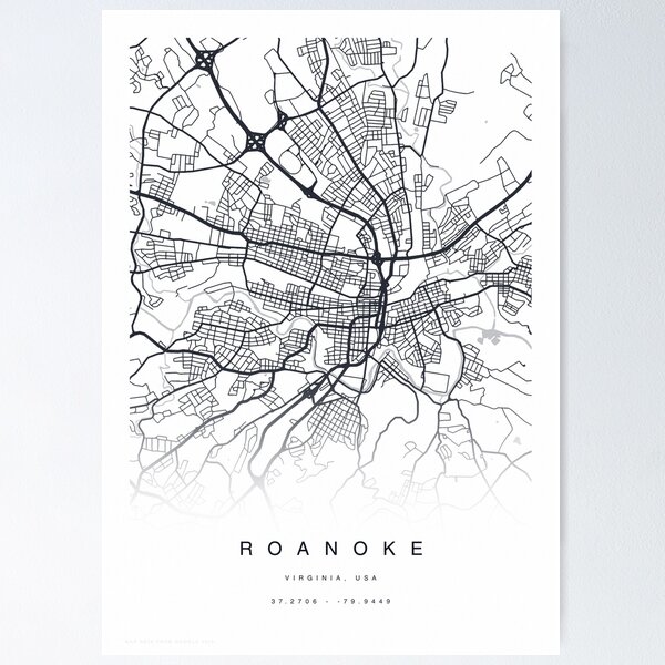 Item preview, Roanoke, Virginia USA Map Poster designed and sold by TheZenSprout.
