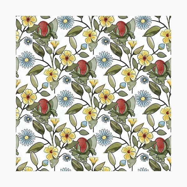 Item preview, Wild Strawberry Floral Pattern designed and sold by Katherine Mills .