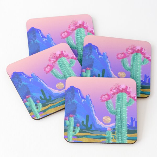 Item preview, Desert moon and cacti bloom designed and sold by orangerinka.