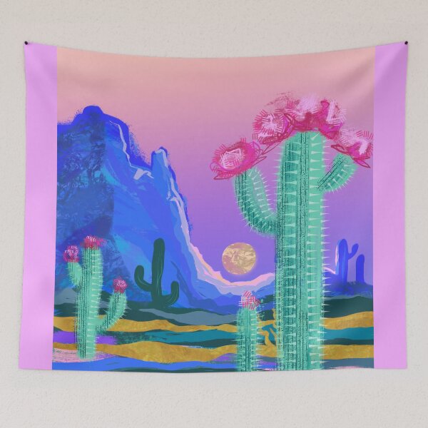 Item preview, Desert moon and cacti bloom designed and sold by orangerinka.