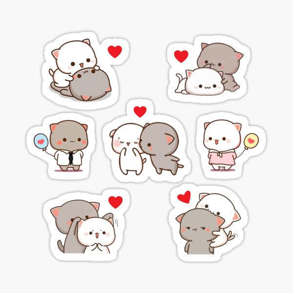 pack d'autocollants chat pêche mochi Sticker