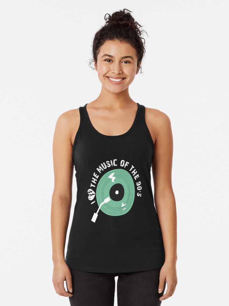 Thumbnail 1 of 3, Racerback Tank Top, I like the music of the 90s designed and sold by bertelv.