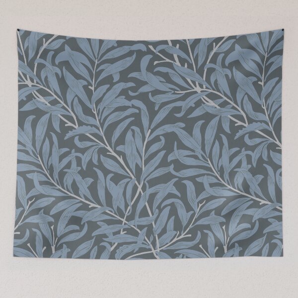 Item preview, William Morris Willow Floral Pattern Avio Blue and Balckboard Grey designed and sold by nouveaudecor.