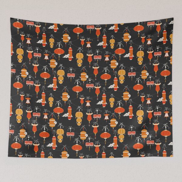 Item preview, Colorful Chinese Lanterns Pattern designed and sold by space-kitten.