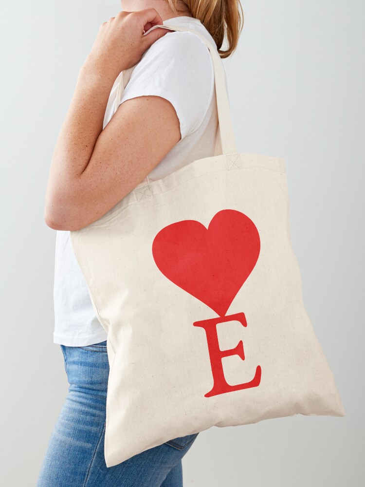Tote bag for Sale avec l'œuvre « Coeur avec lettre E initiale » de l'artiste  ronaldsonou
