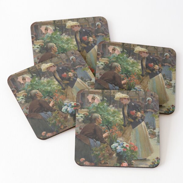 Item preview, The Flower Market on the Ile de la Cité (19th century) - Louis Marie de Schryver designed and sold by SALON DES ARTS.