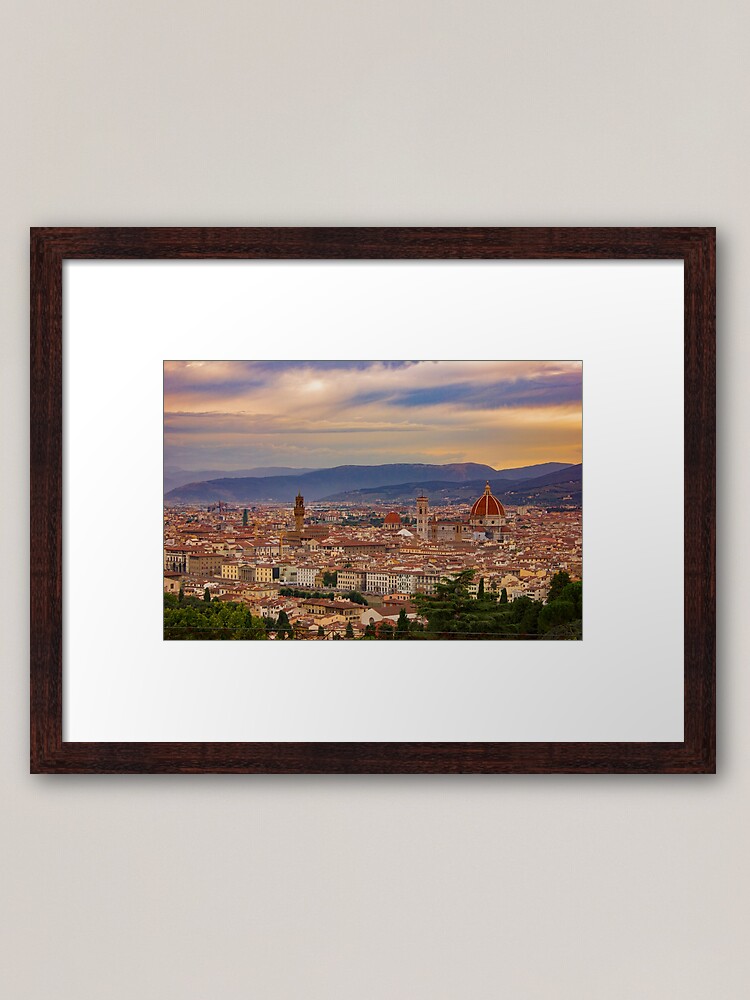 Florence Sunset City Skyline Panoramic Canvas Wall Art Framed Print