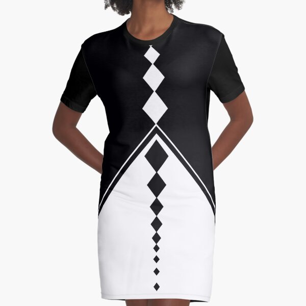 Monochrome Geometric Diamonds Graphic T-Shirt Dress