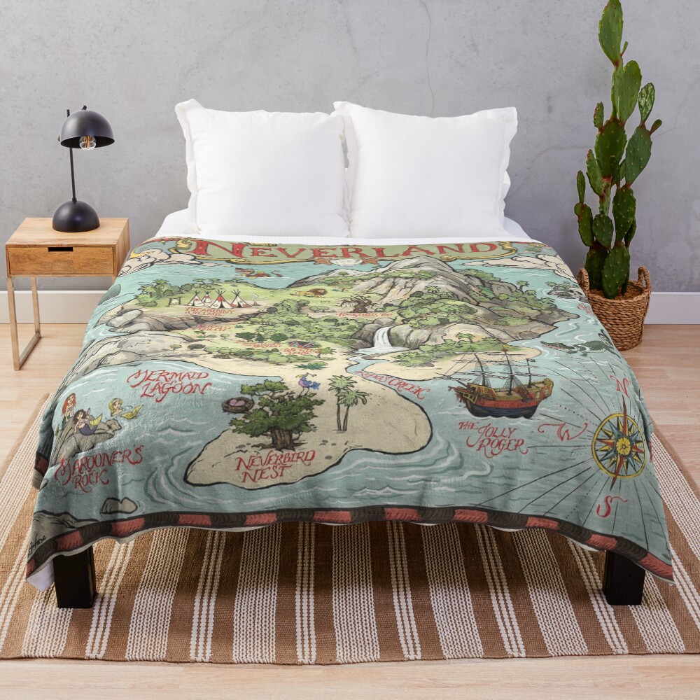 Neverland Map Throw Blanket